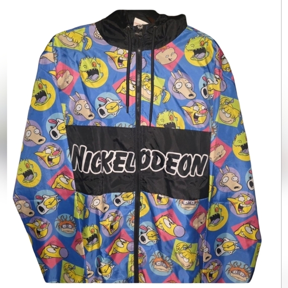 Nickelodeon Other - 90's Nickelodeon Jacket- New Adult Cartoon Print- Blue and Black